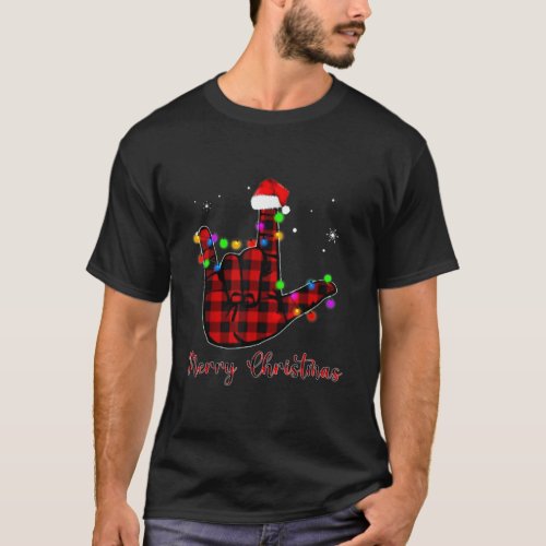 Merry Christmas Sign Language ASL Santa Hat T_Shir T_Shirt