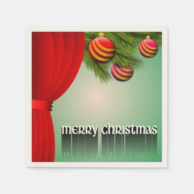 "MERRY CHRISTMAS" SIGN PAPER NAPKINS (Front)