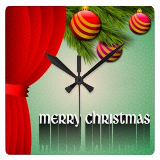 "MERRY CHRISTMAS" SIGN SQUARE WALL CLOCK