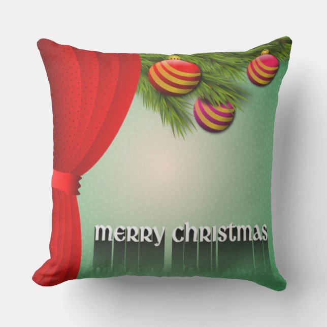 "MERRY CHRISTMAS" SIGN THROW PILLOW (Front)