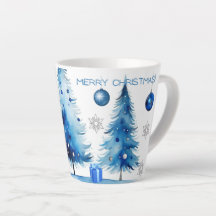 Merry Christmas Silver & blue Japandi Watercolor