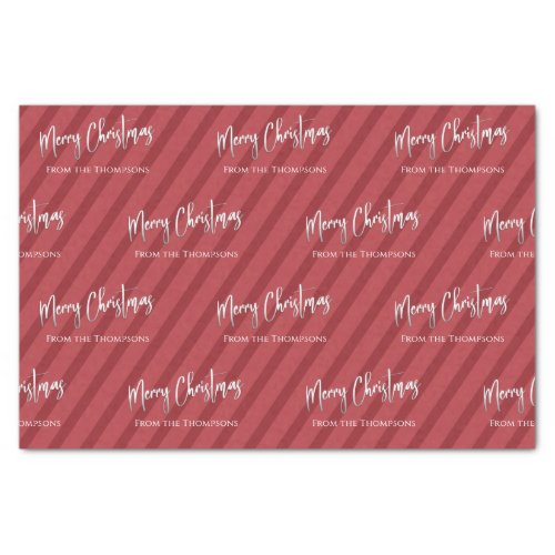Merry Christmas Silver Calligraphy Script Red  Tissue Paper