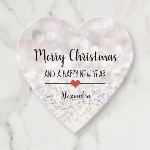 Merry Christmas silver glitter Favor Tags