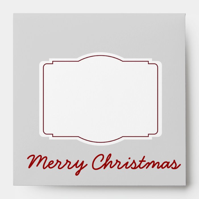 Merry Christmas Silver Holiday Square Envelopes