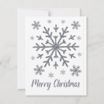 Merry Christmas Silver Snowflakes Blank Cards