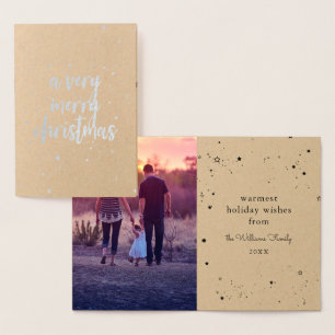 Merry Christmas Silver Star Sprinkle Foil Card