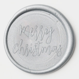 Merry Christmas Silver Wax Seal Sticker