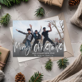 Merry Christmas Simple Calligraphy 1 Photo Holiday Postcard