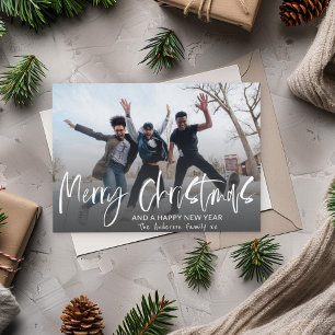 Merry Christmas Simple Calligraphy 1 Photo Holiday Postcard