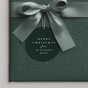 Merry Christmas simple classic dark green gift Favor Tags