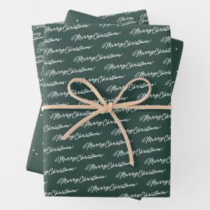 Merry Christmas simple classic dark green holiday Wrapping Paper Sheets