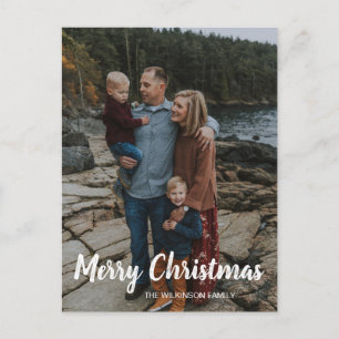 Merry Christmas simple classic family Photo Holiday Postcard