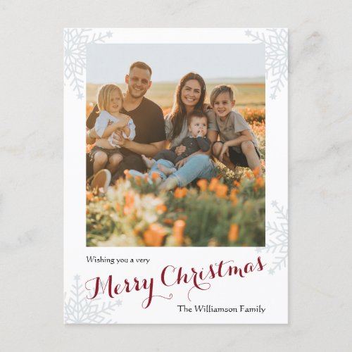 Merry Christmas Simple Custom Family Photo  Holiday Postcard
