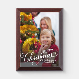 Merry Christmas Simple Custom Photo Award Plaque