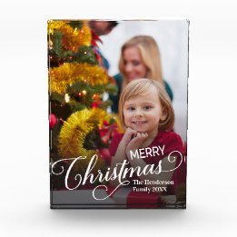 Merry Christmas Simple Custom Photo Block