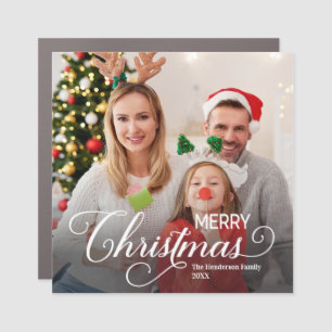 Merry Christmas Simple Custom Photo Car Magnet