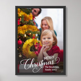 Merry Christmas Simple Custom Photo Framed Art