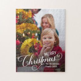 Merry Christmas Simple Custom Photo Jigsaw Puzzle