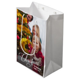 Merry Christmas Simple Custom Photo Medium Gift Bag