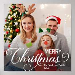 Merry Christmas Simple Custom Photo Poster