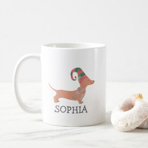 Merry Christmas Simple Cute Dachshund Dog  Coffee Mug