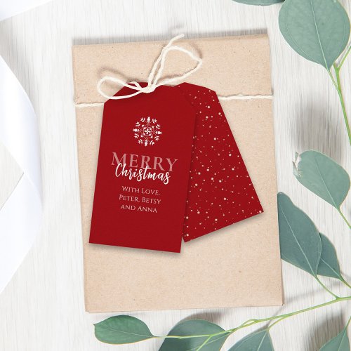 Merry Christmas Simple Cute Red Elegant Dots Gift Tags