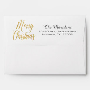Merry Christmas Simple Elegant Gold Envelope