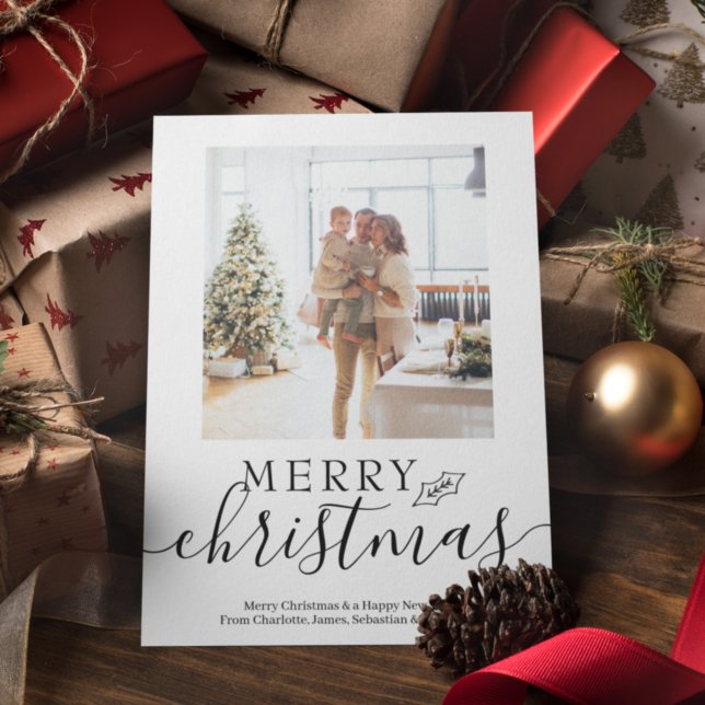 Merry Christmas Simple Elegant Personalized Holiday Card (Creator Uploaded)