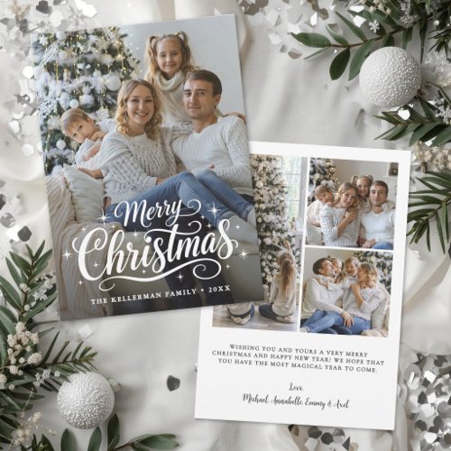 Merry Christmas Simple Elegant Photo Holiday Card