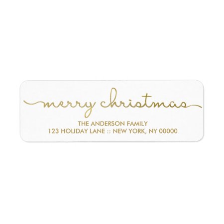 Merry Christmas Simple Gold Hand Lettered Label