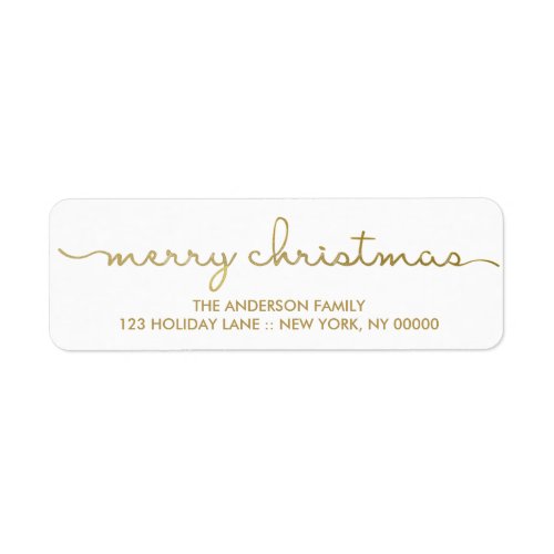 Merry Christmas Simple Gold Hand Lettered Label