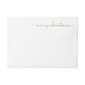 Merry Christmas Simple Gold Hand Lettered Wrap Wrap Around Label by HolidayInk at Zazzle