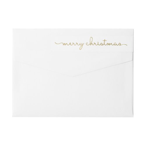 Merry Christmas Simple Gold Hand Lettered Wrap Wrap Around Label