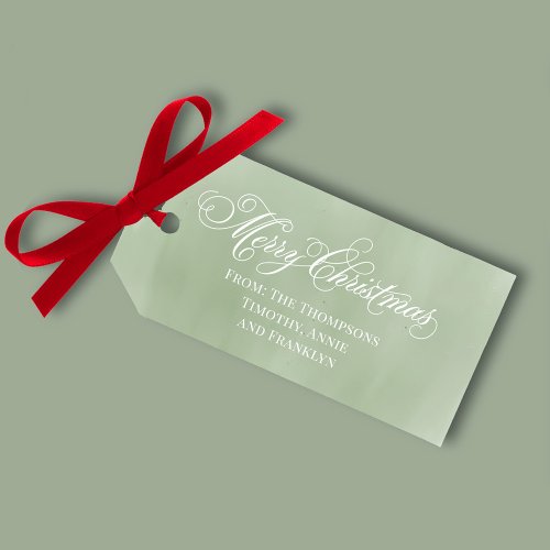 Merry Christmas Simple Green Calligraphy Script Gift Tags