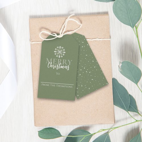 Merry Christmas Simple Green Elegant Festive  Gift Tags