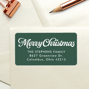 Merry Christmas simple green return address Label