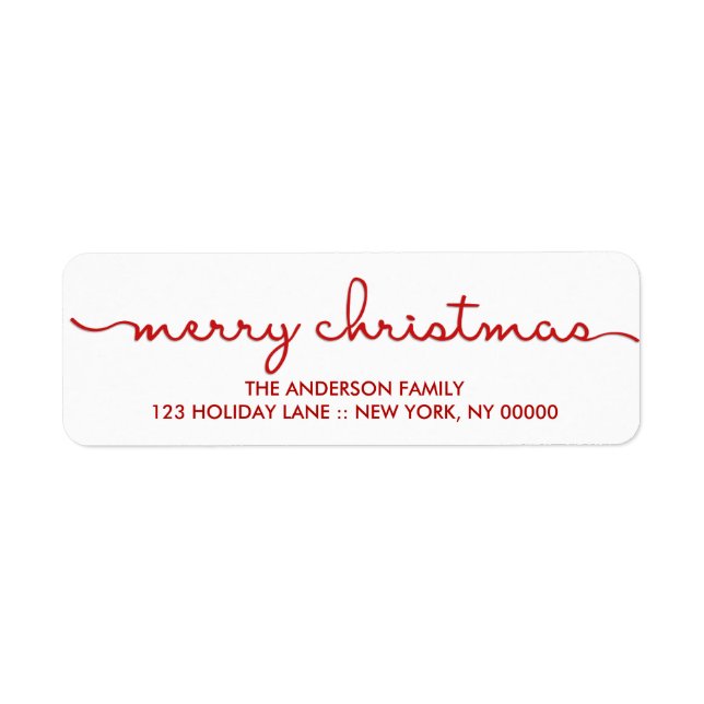 Merry Christmas Simple Hand Lettered Script Label (Front)