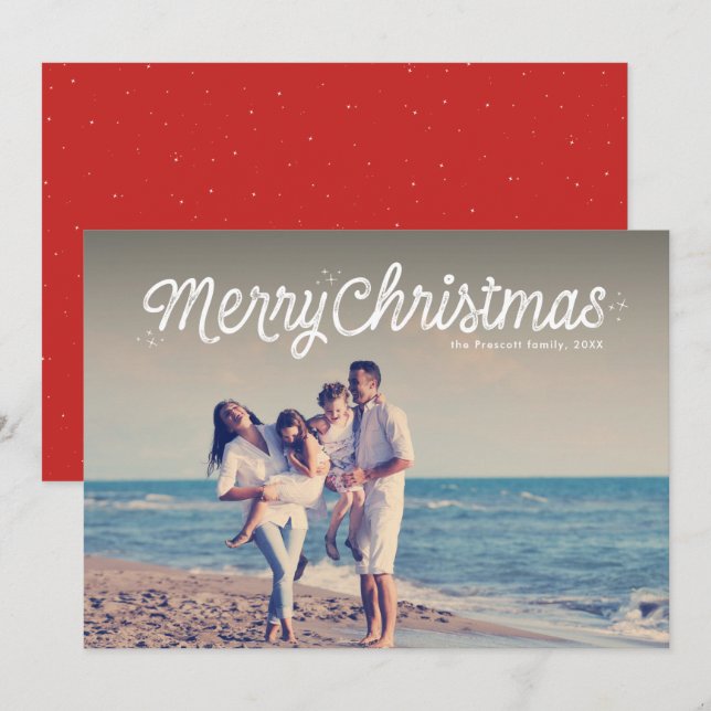 Merry Christmas simple holiday photo card (Front/Back)