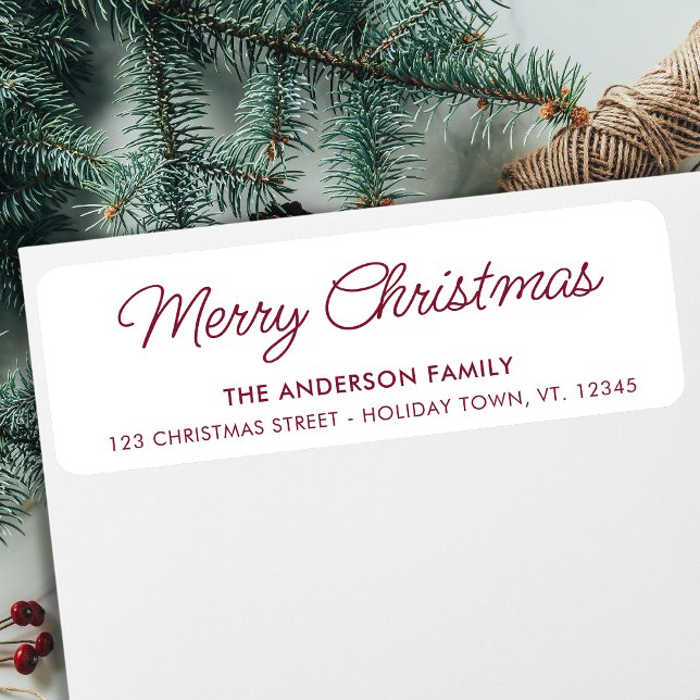 Merry Christmas Simple Holiday Return Address  Label (Creator Uploaded)