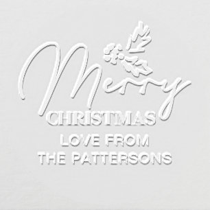 Merry Christmas Simple Holly Personalized Embosser