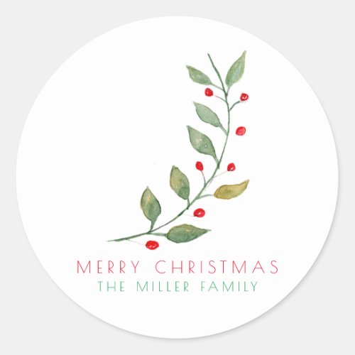 Merry Christmas simple minimal Classic Round Sticker