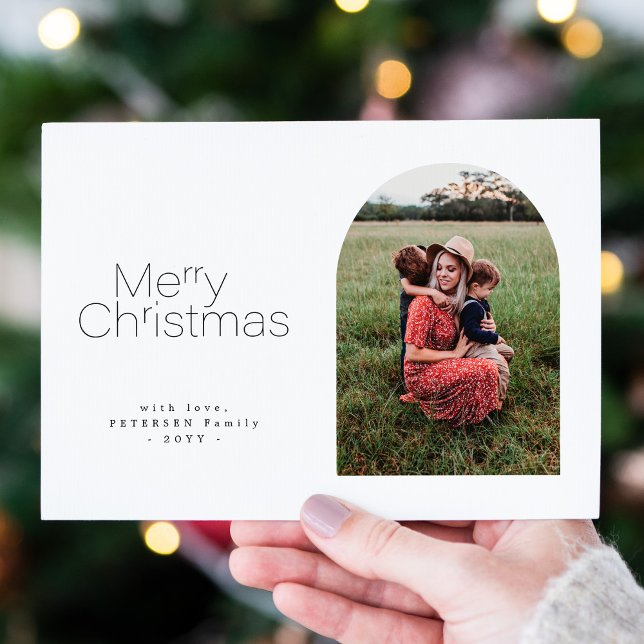 Merry Christmas simple minimalist multi photo Holiday Card (Creator Uploaded)