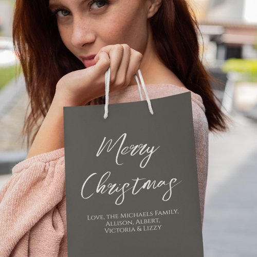 Merry Christmas Simple Minimalist Script Modern Medium Gift Bag