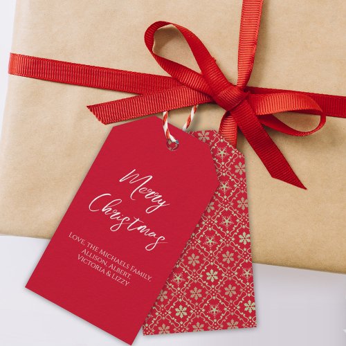 Merry Christmas Simple Minimalist Script Snowflake Gift Tags
