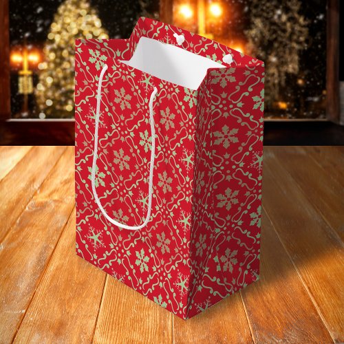 Merry Christmas Simple Minimalist Script Snowflake Medium Gift Bag