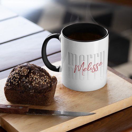 Merry Christmas Simple Modern Calligraphy Custom Mug