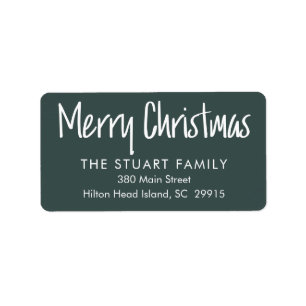 Merry Christmas Simple Modern Green Return Address Label