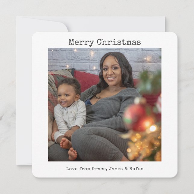 Merry Christmas Simple Modern Photo Card (Front)