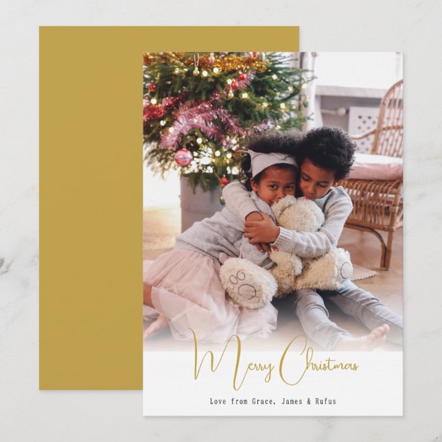 Merry Christmas Simple Modern Photo Card (Front/Back)