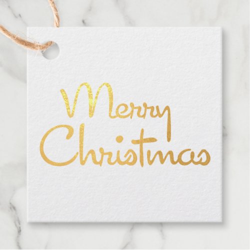 Merry Christmas Simple Modern Script Gold Foil Favor Tags